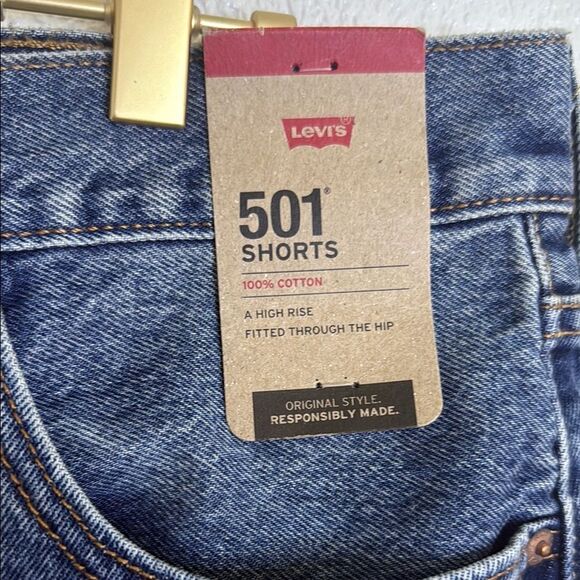 Levi's 501-Blue Distressed Denim Shorts size 34 - Picture 2 of 13